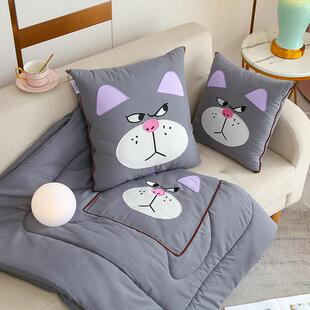 正品粉可冬天加厚枕被子车载两用午睡枕头猪二合抱一车内午休收纳