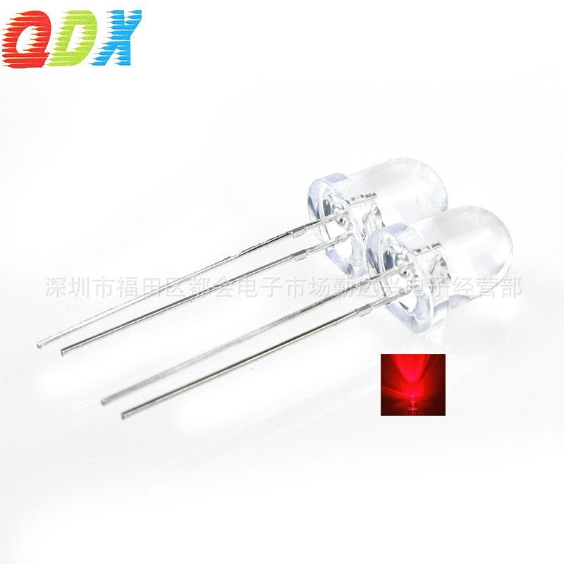 8mm透明白灯f8白发红暖白黄蓝翠绿UV395nm插件led灯珠发光二极管