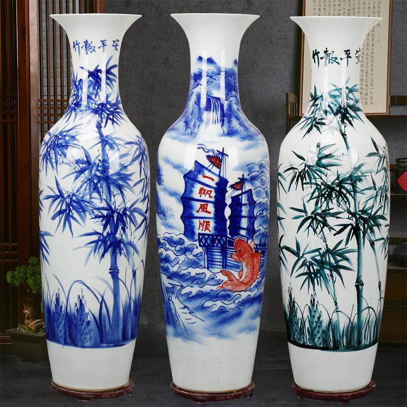景德镇陶瓷青花落地大花瓶中式家居客厅装饰特大摆件乔迁开业礼品