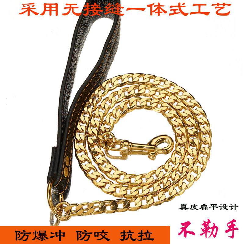 牵引绳狗项圈宠物用品不锈钢真空镀金定制10mm狗链脖套无接缝防咬