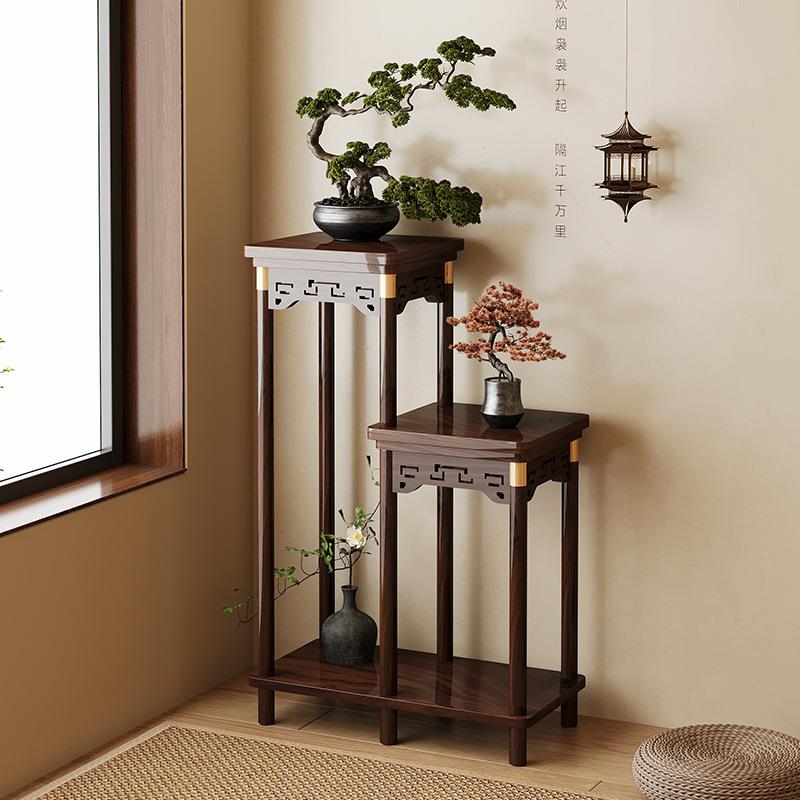 中式花架子客厅落地式多层实木花台置物架阳台新款室内花盆架收纳
