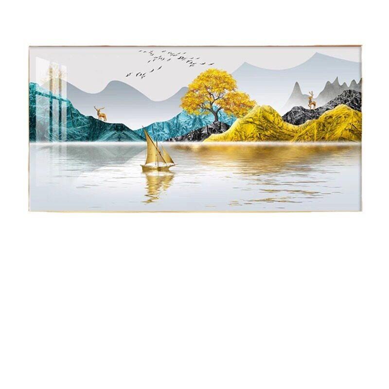 鱼图沙发背景墙装饰画卧室床头壁画新中式餐厅包间轻奢山水壁画