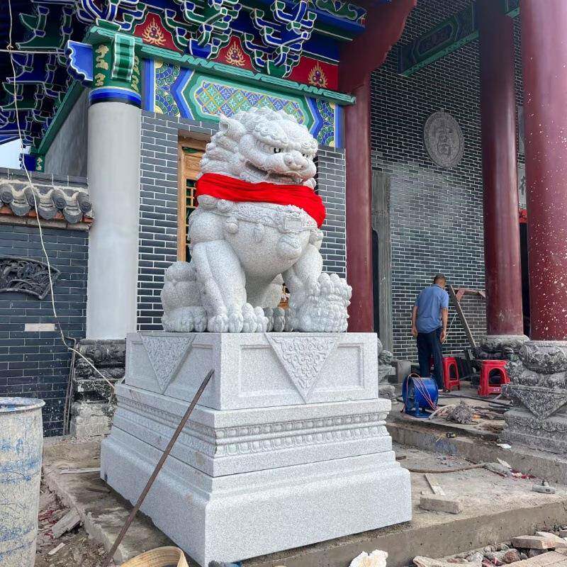 惠安石狮子一对花岗岩北京狮南狮门口摆件白麻青石祠堂寺庙狮子