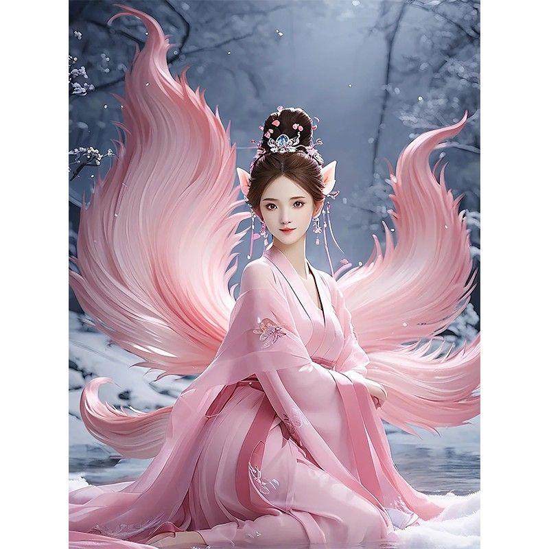 贴纸粉色九尾狐海报自粘贴画防水装饰墙面书房走廊宿舍出租房贴画,个性定制/设计服务/DIY,写真/海报印制,淘宝优惠券,粉丝福利购,淘宝优惠卷