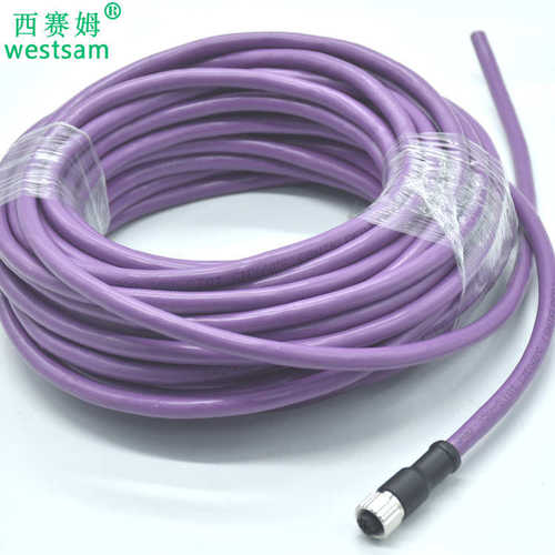 接头头成型防水浇注canbus-m12连接器线缆带线母芯4p5
