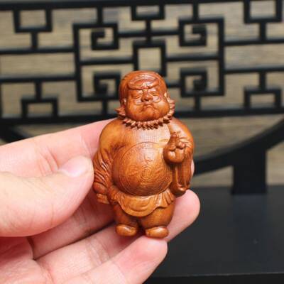 天然击木枣木钟雷馗手件摆件饰品木雕实吊把坠木摆件文玩366直播