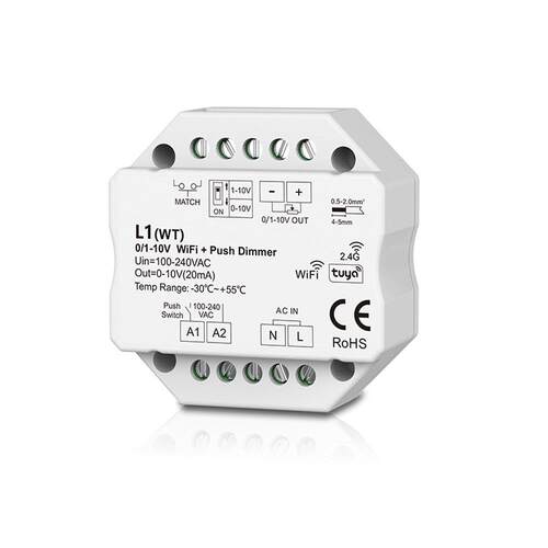可配RF遥控或 AC⾃复位开关调光 继电器MAX 3A 渐变0/1-10V调光器