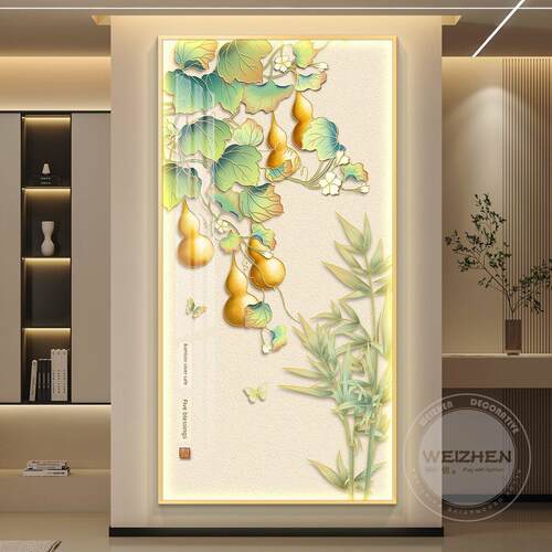 葫芦可达豪华灯入口入口装饰画走廊走廊挂画现代中国风高端壁画