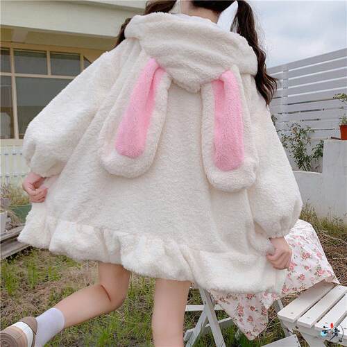 Women Sweet Lovely Fuzzy Fluffy Rabbit Sweater Tops Cosplay