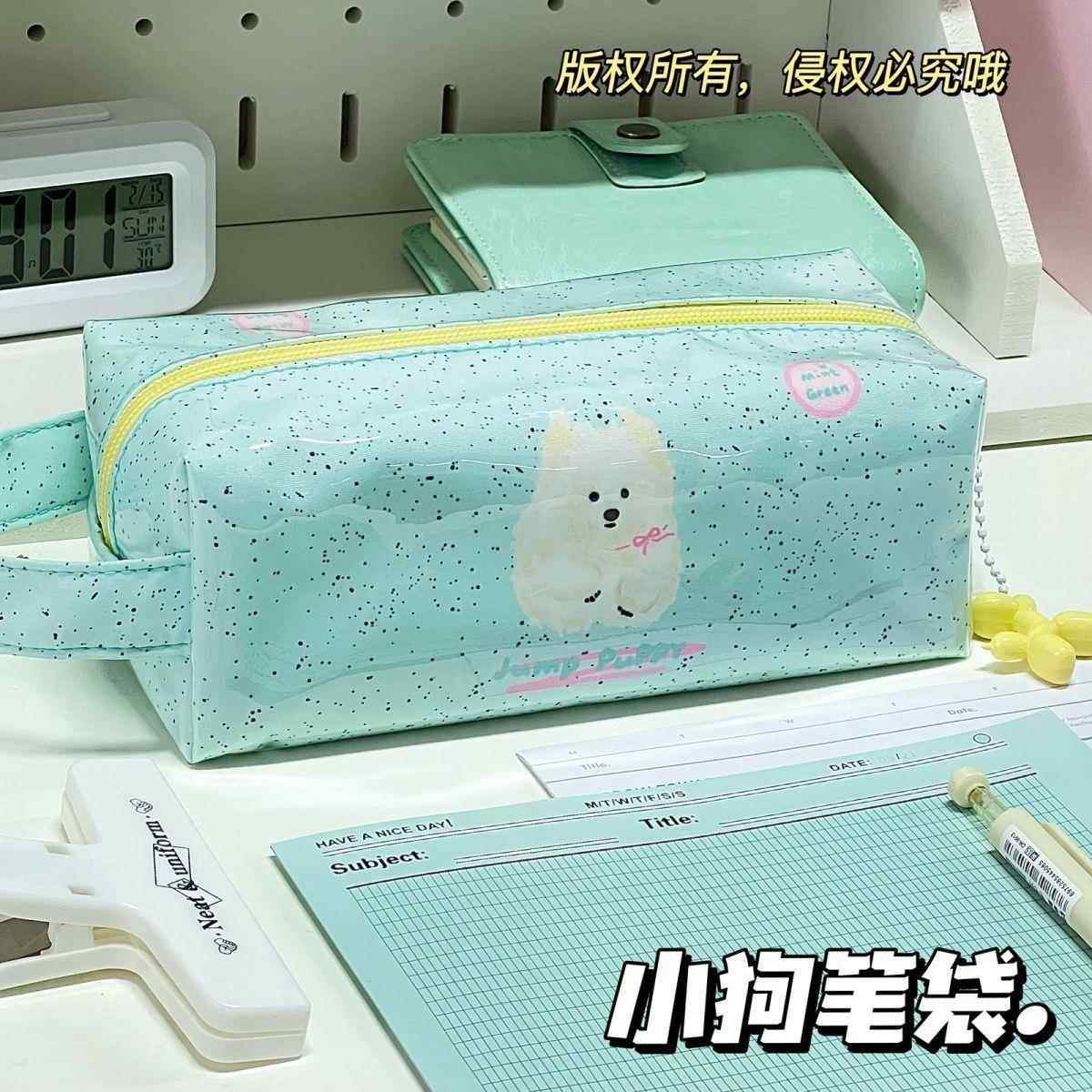 小清新笔袋高颜值PVC透明防脏文具盒ins大容量初高中生文具收纳包