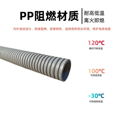 灰色塑料波纹管PP阻燃汽车线束穿线软管电缆电线保护套蛇皮管AD25