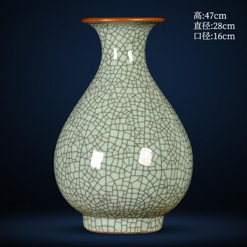 高档景德镇瓷器花瓶官仿古窑中式家大号青花居瓷瓶客陶厅电视柜装