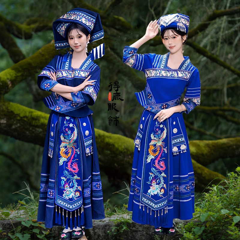 广西壮族三月三成人女表演服装贵州云南苗族少数民族旅拍刺绣衣服