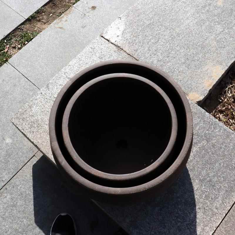 高档粗陶睡花盆庭院特钵大口径浅圆陶土盆简大花户约外陶罐莲荷花