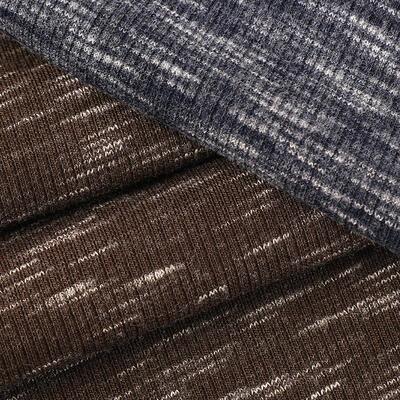 260G双色段彩竹节22横CZM机纹面X料柔软透面气罗纹罗布针织料