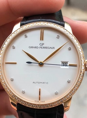 公价209000】98新38mmGP芝柏玫瑰金原钻日历49525D自动机械男表