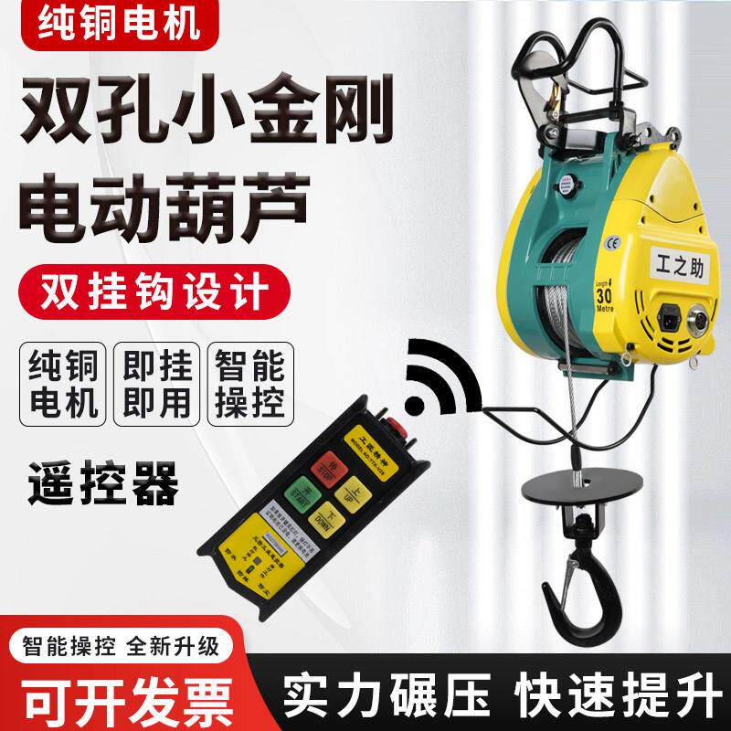 小金刚电动吊车220v小吊机家用小型升降电机提升机空调起重卷扬机