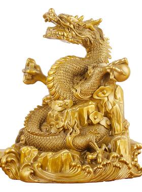 铜龙摆件盘龙纯铜工艺品装饰龙腾四海家居生肖青龙客厅五爪办公室