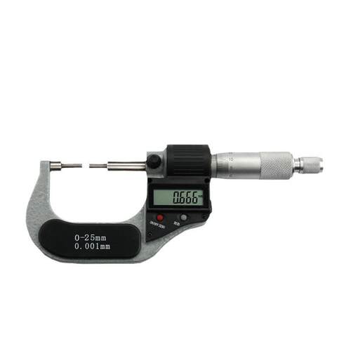 广陆0.001mm小头花键数显千分尺0-25mm小直径细测头1mm2mm3mm