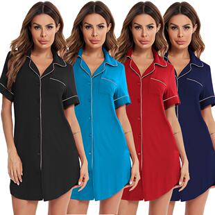 Pajamas, women's cardigans, nightgowns, shirt collars,