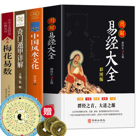 赠卦图+铜钱全4册 图解易经大全+中国风水文化+奇门遁甲详解+梅花易数正版 校注版 中国哲学易经64卦详解周易全解风水入门书籍