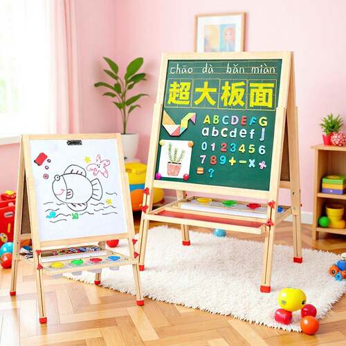 木制画板儿童家用小黑板支架式教学可擦双面磁性宝宝涂鸦绘画写字