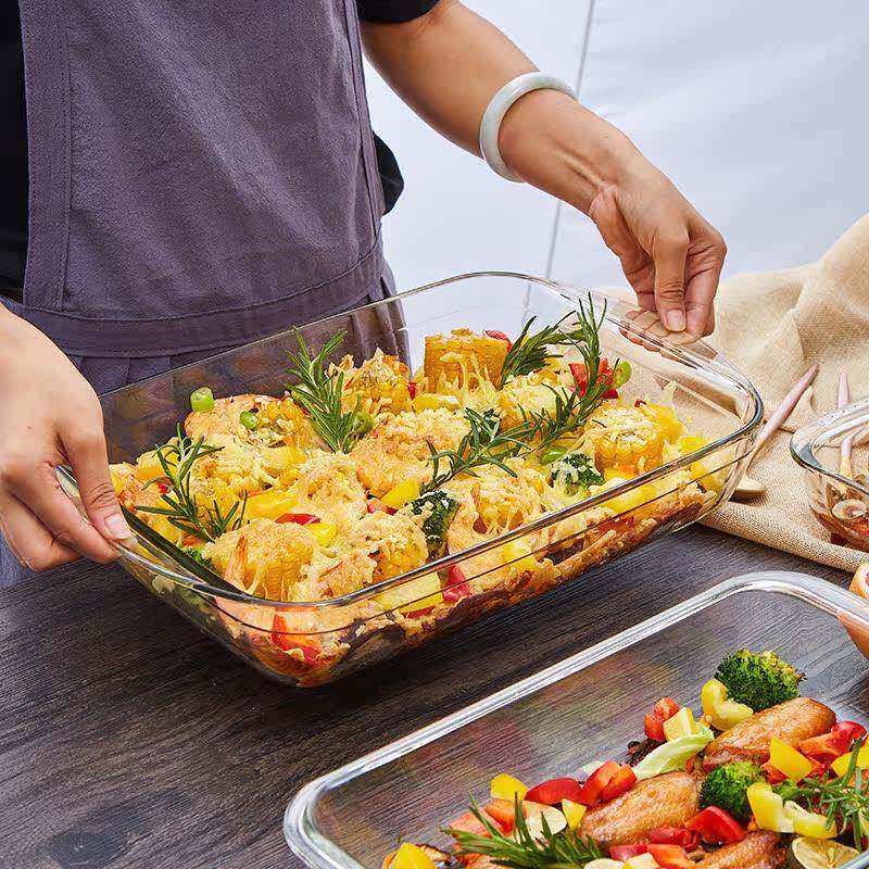 耐热玻璃烤盘烤箱微波光波炉专用器皿家用蒸鱼盘子餐盘餐具烤鱼盘