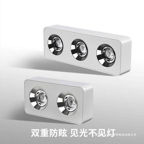 明装筒灯极简智能双头斗胆灯方形客厅无主灯卧室吸顶射灯防眩