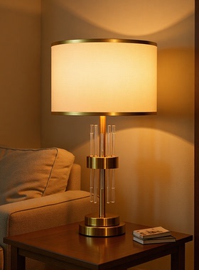 美式金属台灯客厅书房桌灯简约卧室布艺床头柜创意批发护眼