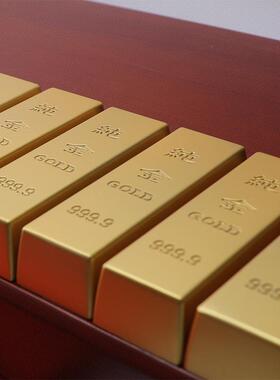 直销新款黄铜金条金砖合金金块金属办公桌摆件实心铜器解压手把件