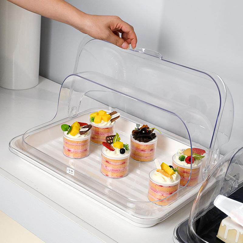 长方形菜盖食物罩透明蛋糕点心展示盒熟食卤菜盘双面翻盖份数盆盖