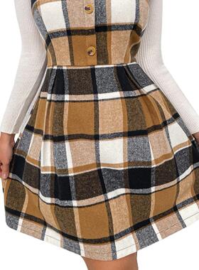 Checkered printed women's plaid patchwork dress