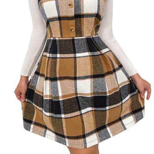 Checkered printed women's plaid patchwork dress