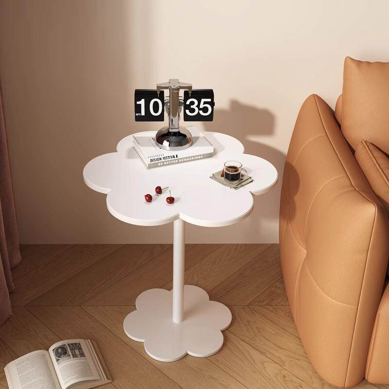 奶圆茶桌风沙发边几白色移动茶几迷你阳铁艺小桌子奢台角几创意轻
