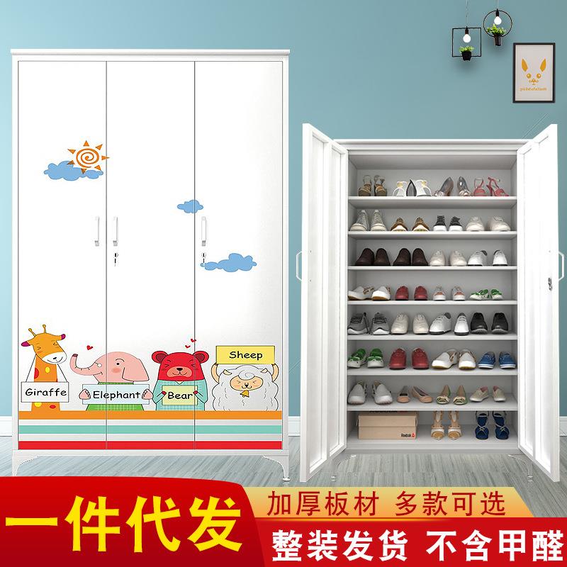 铁皮鞋柜家用门口楼道外简易收纳柜有门阳台柜经济型多层杂物柜