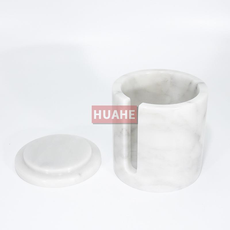 工厂直销天然大理石黑白色圆形杯垫罐子摆件底座托盘蜡烛香座灯座