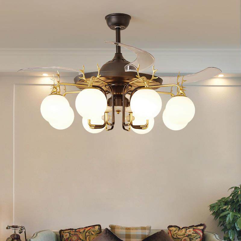 美式客厅吊灯餐厅北欧吊扇灯欧式家用现代简约轻奢卧室隐形风扇灯