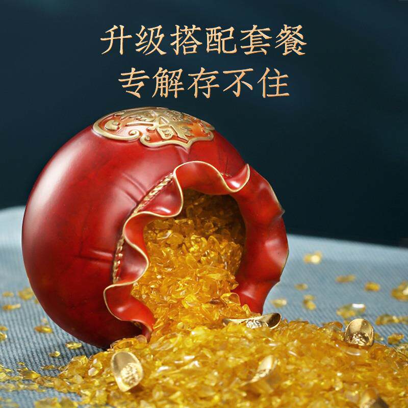 彩铜聚宝盆摆件招财聚财存钱罐福袋钱袋家居装饰客厅黄铜开业礼品