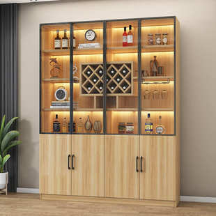 酒柜玻璃门客厅展示柜靠墙一体现代简约家用餐厅酒架储物收纳柜子