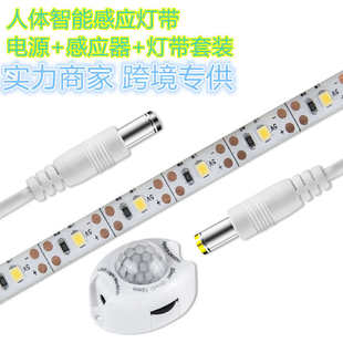 LED12v2835防水人体感应灯带床底夜灯橱柜灯条套装 外贸爆款