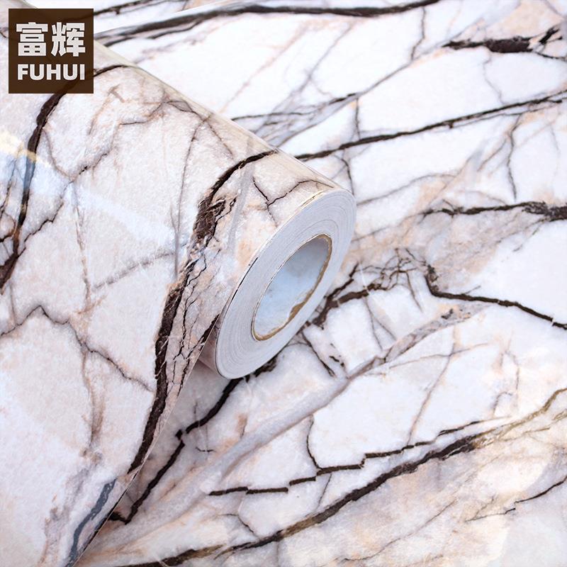 厨房防油贴纸橱柜灶台用大理石墙纸防水防潮自粘耐高温壁纸米黄色
