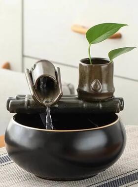 创意自动循环流水小鱼型缸转运KGV生财桌面喷泉摆摆开件业礼品装