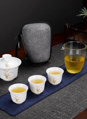 高白瓷同心杯一壶三杯便携旅行茶具套装轻便随手泡企业伴手礼礼品
