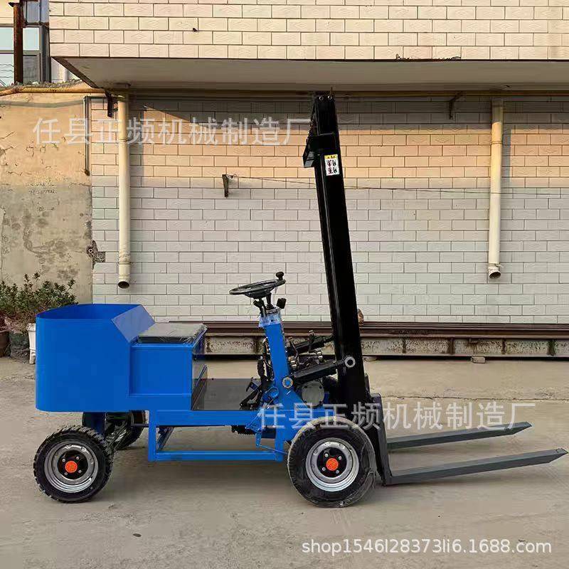 小型简易电动叉车0.8吨1吨座驾式微型四轮液压升降装卸搬运堆车