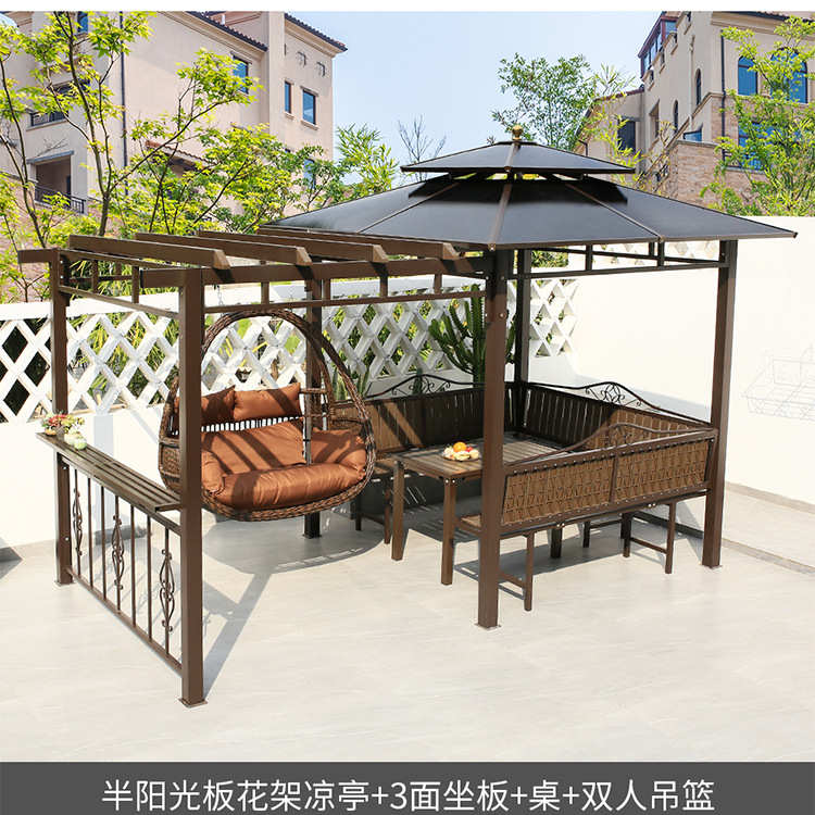 户外凉亭葡萄架别墅庭院防腐木铝合金花园露台休闲亭子室外遮雨棚
