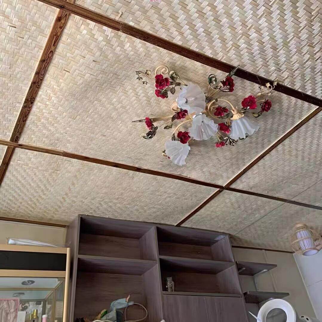 竹席悬吊式天花板装修天然竹编席子休闲农场民宿悬吊式天花板墙面