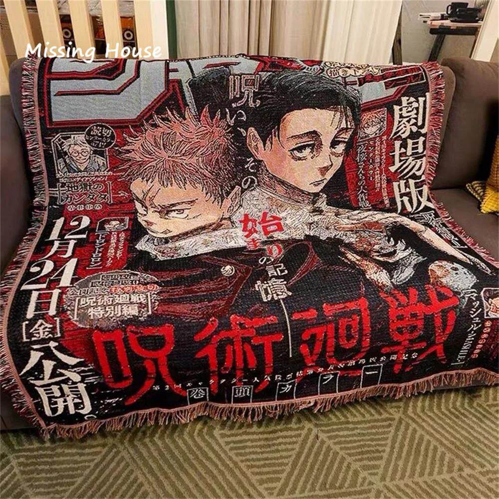 漫画 画编织线 线毯户外露营毯子沙滩巾沙发椅盖巾卧室墙面装饰挂