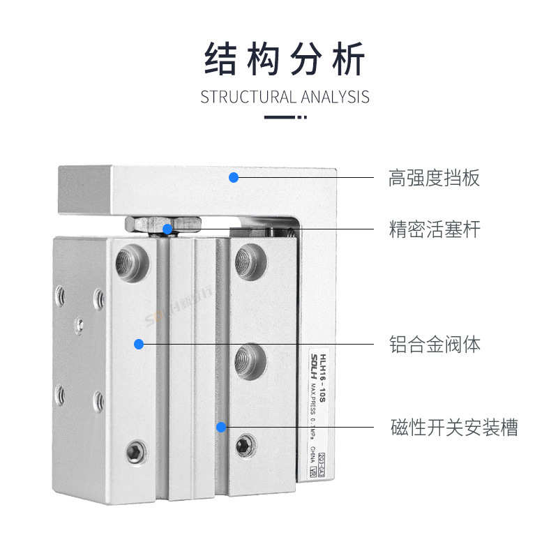 HLH精密侧轨型导轨滑台气缸HLH6/10/16/20X5X10X15X20X25X30X40