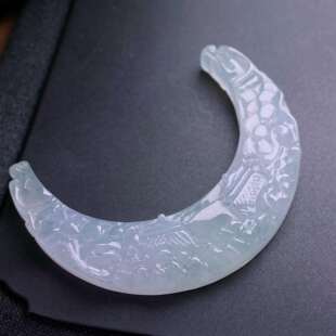 缅甸天然翡翠a货冰种山水画玉横弯条锁骨链jxry卡50 5.6mm 12.8