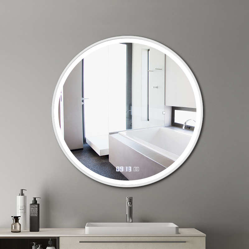 新款北欧风格镜子酒店装饰墙面壁挂圆镜LED洗手间卫生间化妆镜